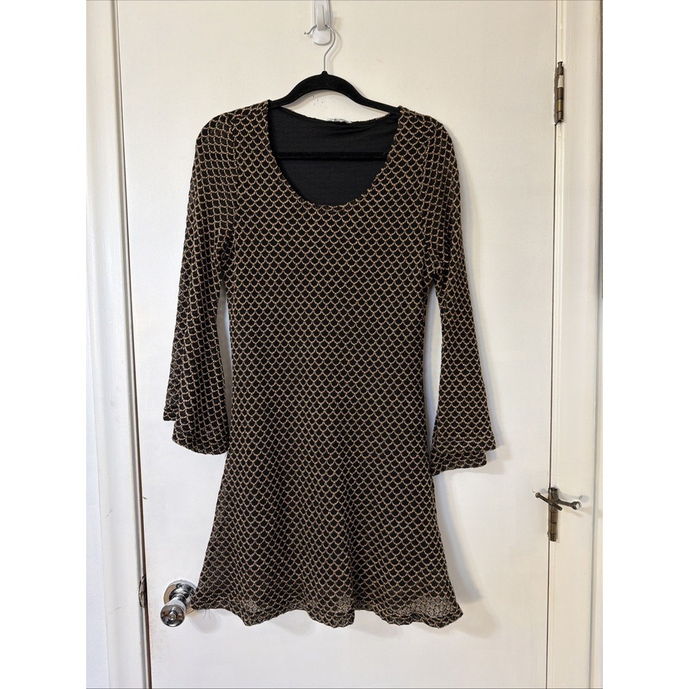 Vtg Y2K Small Tunic Dress Open Knit Boho Hippie Festival Whimsy Coquette Lined